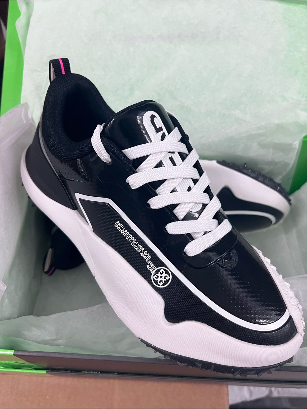 G/Fore G/18 Ltd Ed Women’s Golf Shoes Sneakers Spikeless Black Gloss NEW